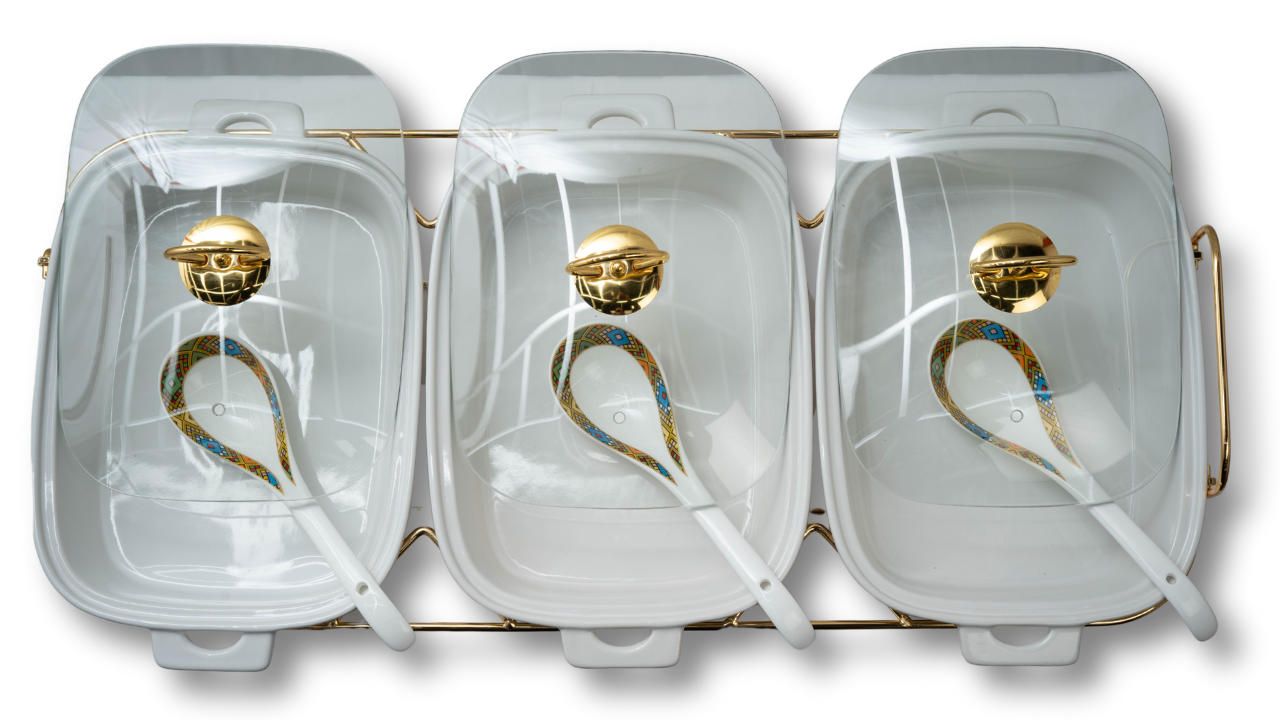 Eritrean / Ethiopian Oval food warmer&Spoon3.0L