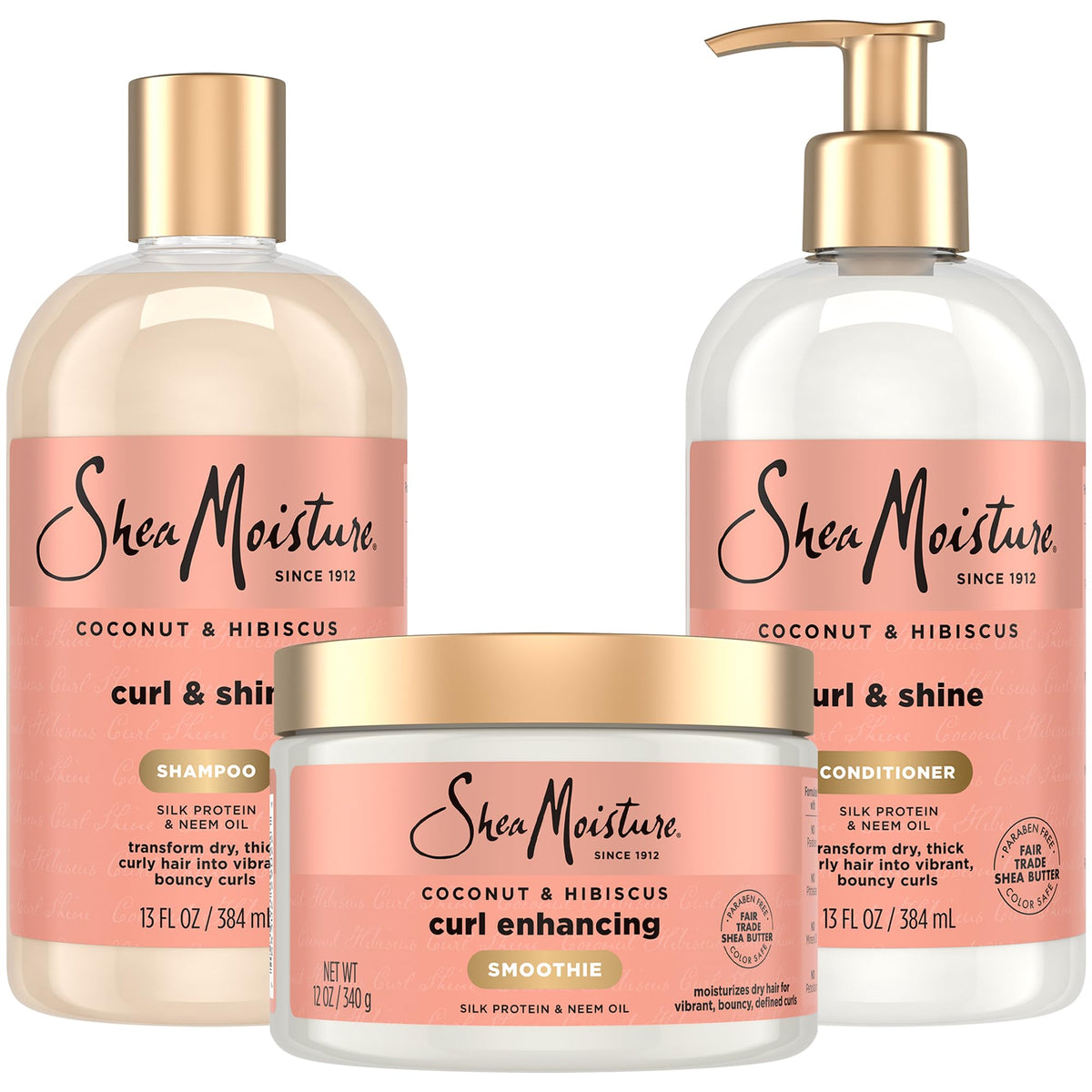 Shea Moisture Coconut & Hibiscus Curl Trio (Schampo + Balsam + Smoothie)