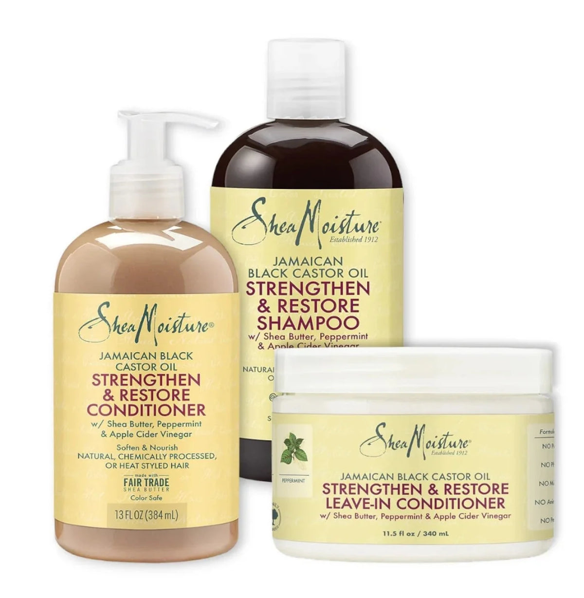 SheaMoisture Jamaican Black Castor Oil – Strengthen & Restore Trio (Komplett Hårkur)