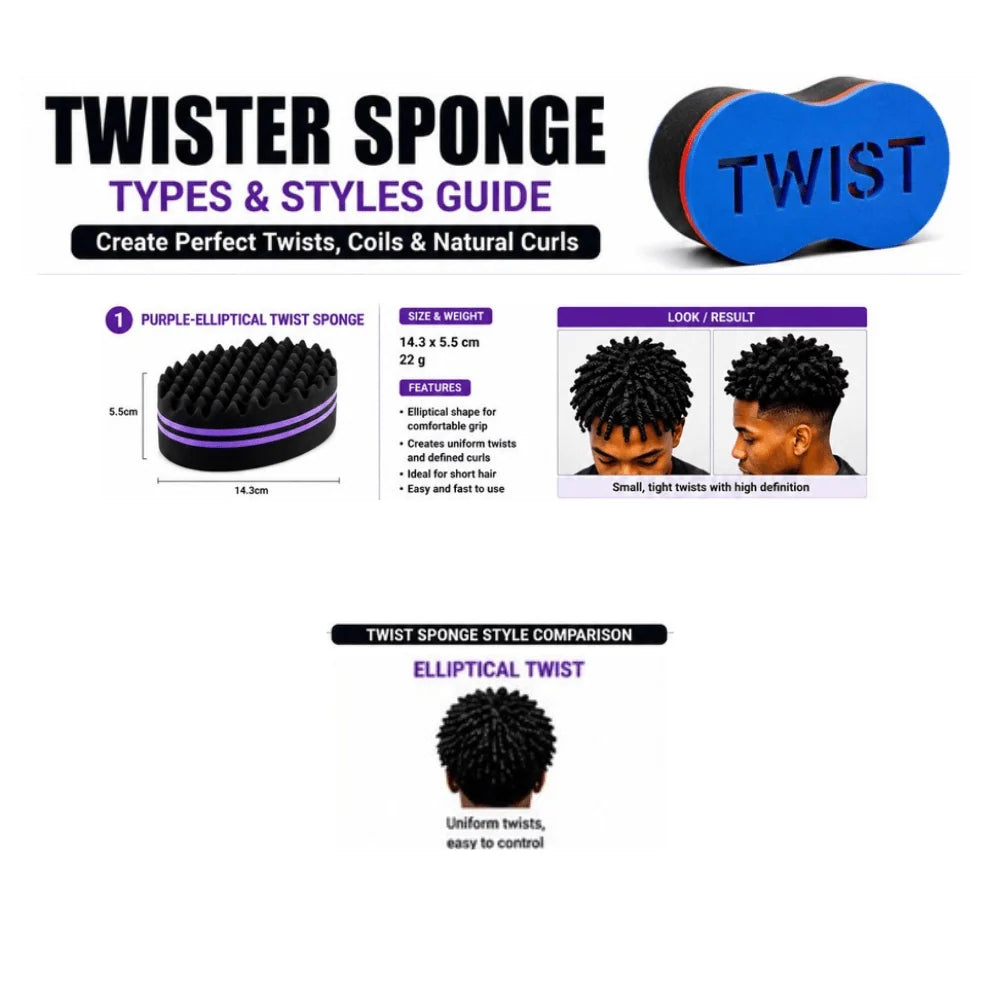 Dreamfix Tvåsidig Twist Sponge för Lockar & Dreads – Oval