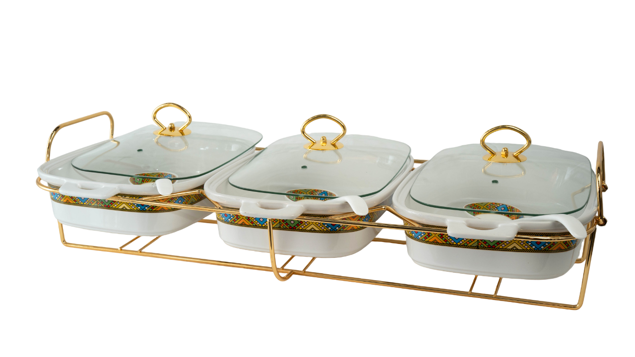 Eritrean / Ethiopian Oval food warmer&Spoon3.0L