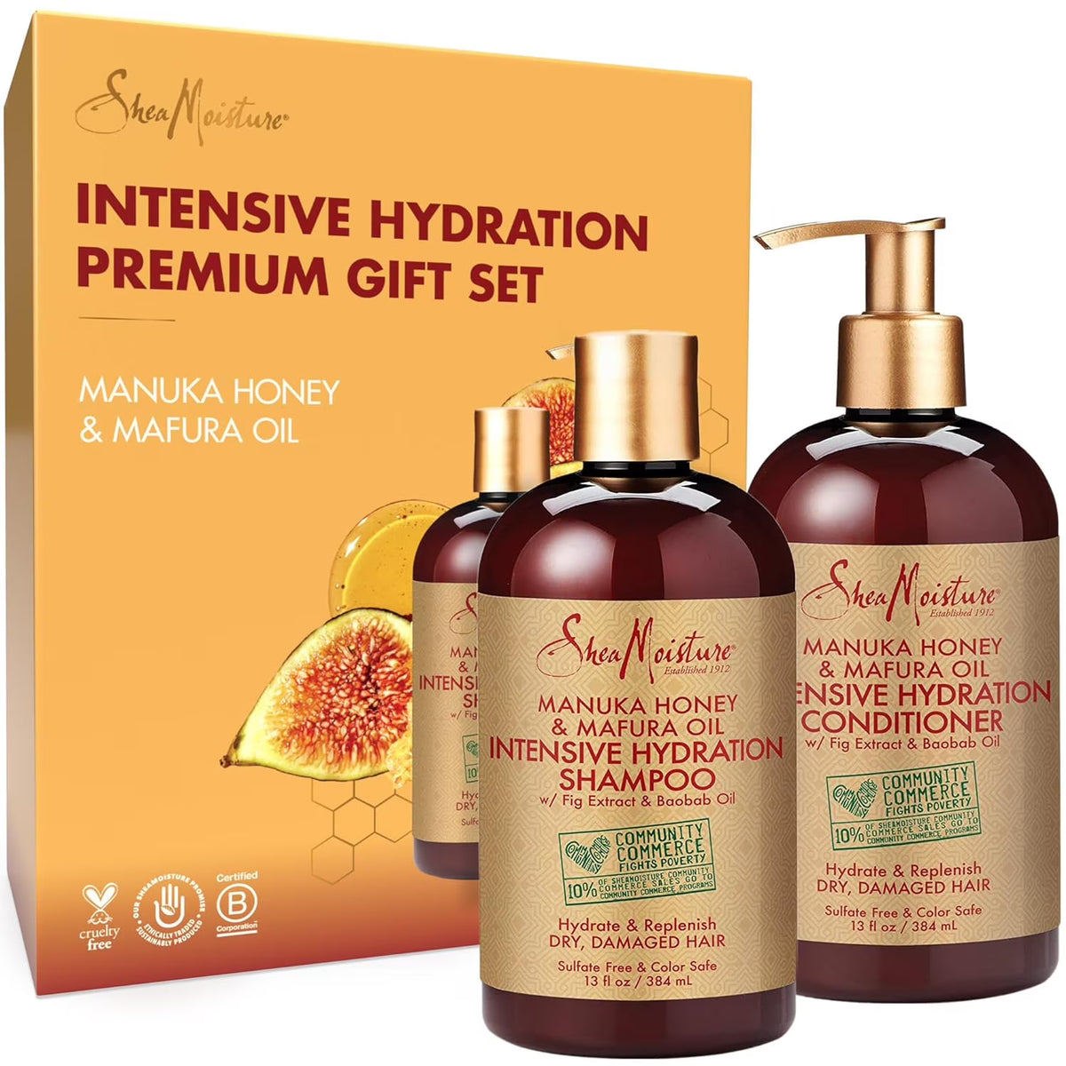 SheaMoisture Manuka Honey & Mafura Oil – Intense Hydration Trio (Maximal Fukt & Glans)