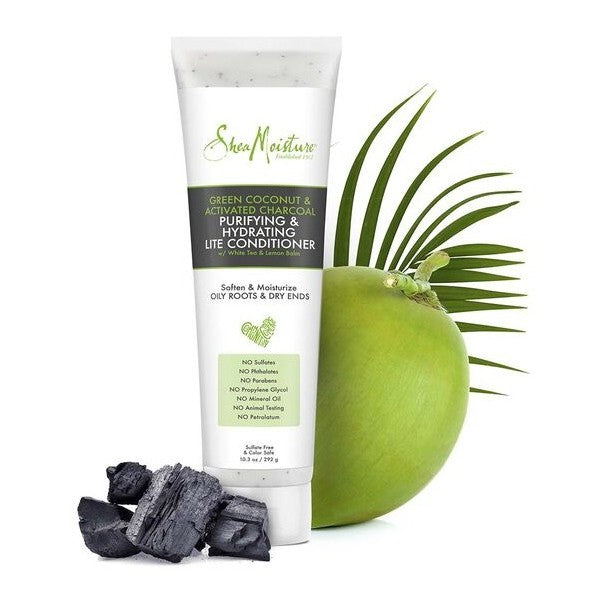 SheaMoisture Green Coconut & Activated Charcoal – Purifying Duo (Schampo & Balsam)