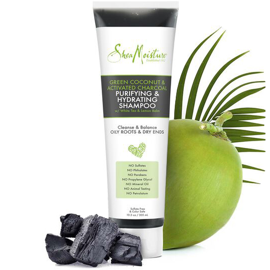 SheaMoisture Green Coconut & Activated Charcoal – Purifying Duo (Schampo & Balsam)